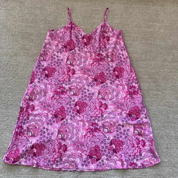 Cabernet by Sleep Sense Pink Paisley Floral Satin Nightgown Size Large Y2K Style - Picture 2 of 8